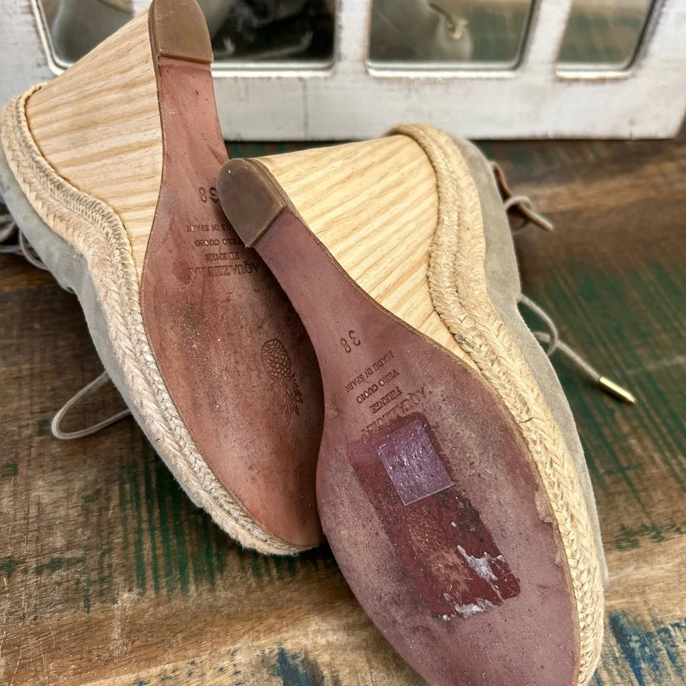 Aquazzura Taupe Lace-Up Espadrilles - Picture 5 of 8
